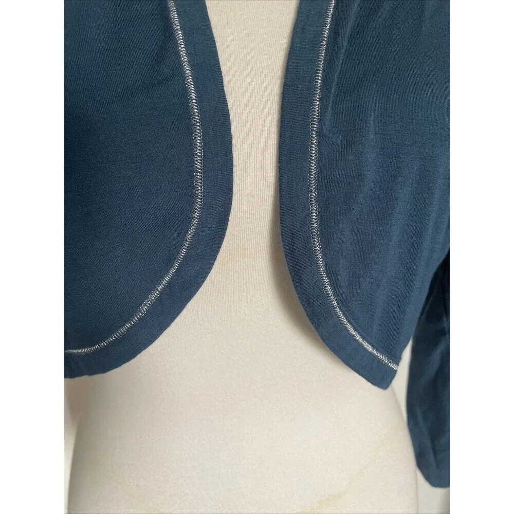 Soft Surroundings Womens Open Bolero Jacket Medium Stretch Blue Business Casual